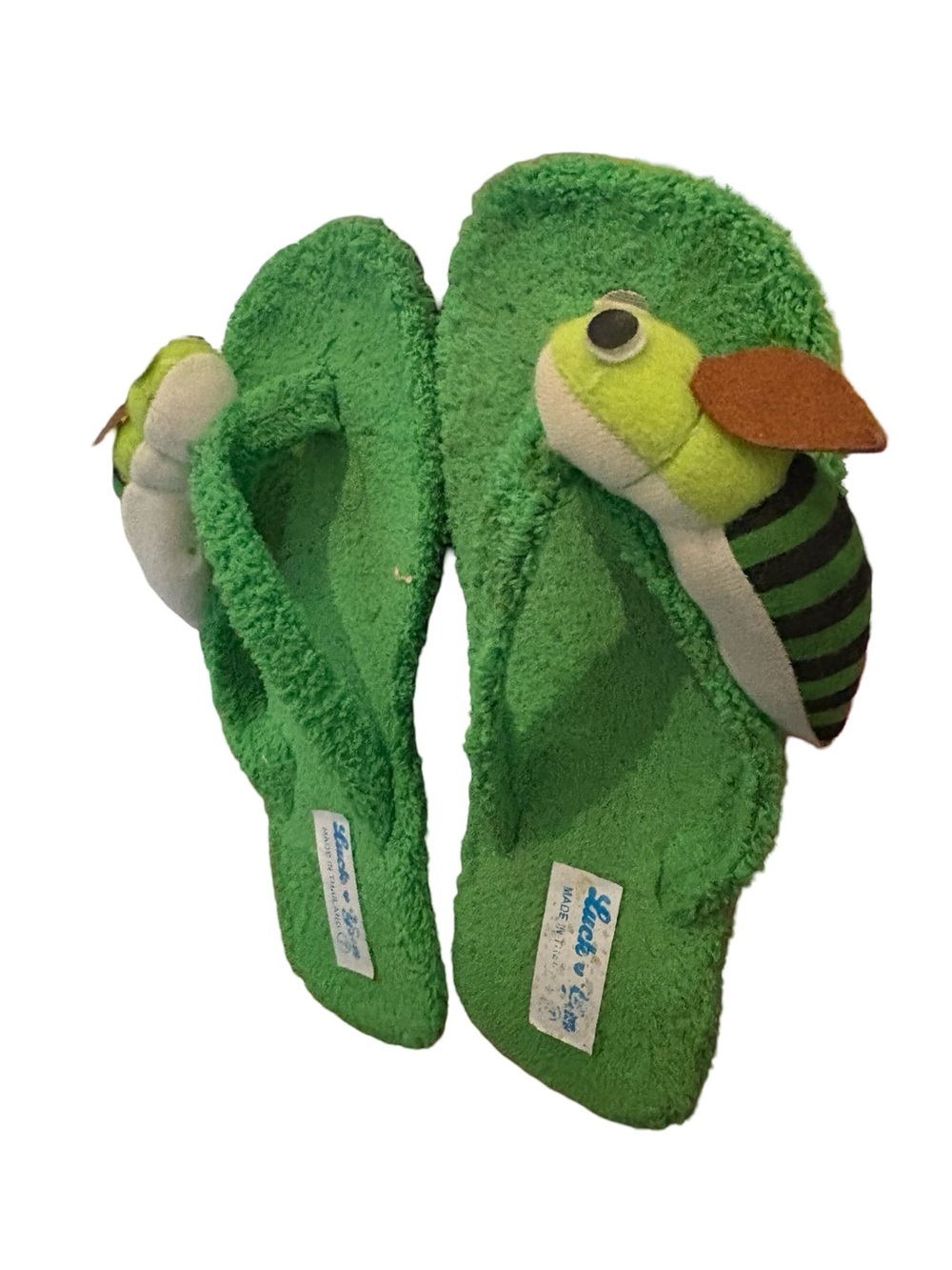 Green Plush insect Pet Slippers - Soft Indoor Comfort - size 7